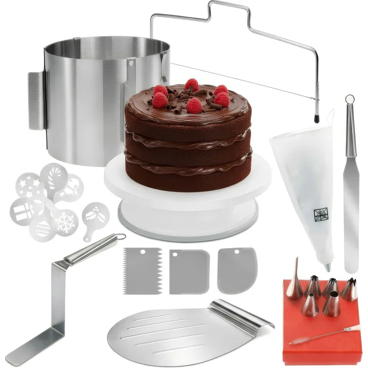 Aurelia Home Torten-Zubehör-Set mit Backring 15 cm – Schneider, Heber und Dekowerkzeug