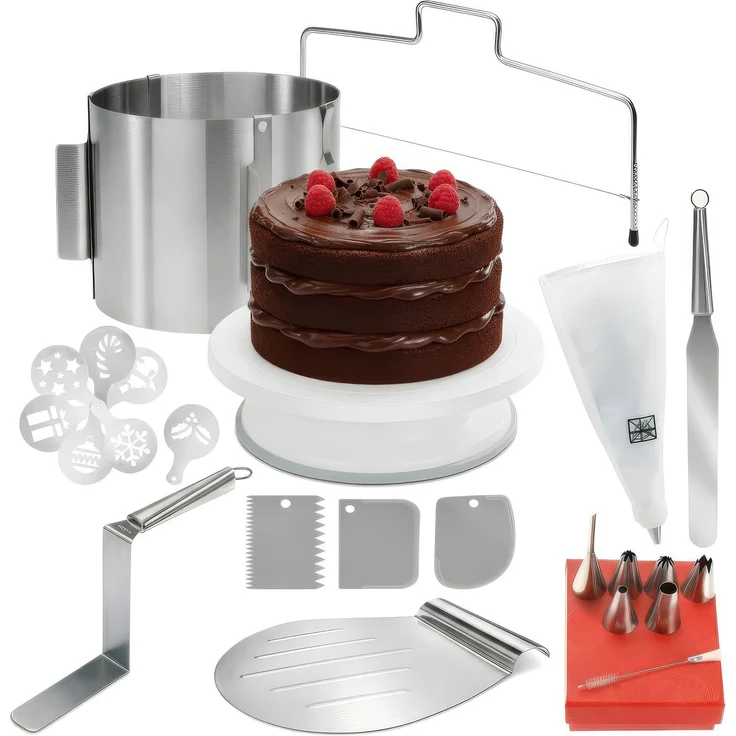 Aurelia Home Torten-Zubehör-Set mit Backring 15 cm – Schneider, Heber und Dekowerkzeug – Bild 1