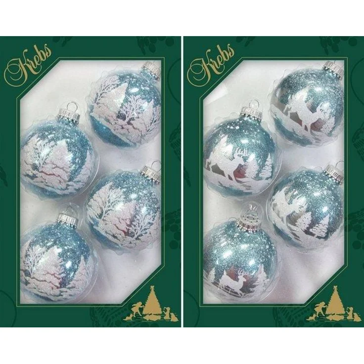 Krebs Glas Lauscha Weihnachtsbaumkugel Winterwald, Weihnachtsdeko, Christbaumschmuck, Christbaumkugeln Glas (8 St) – Bild 2