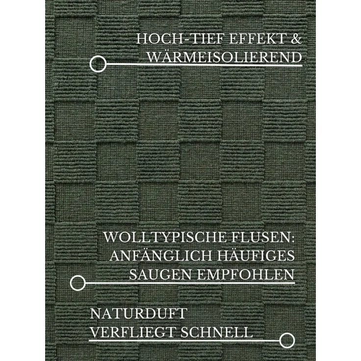 Villeroy & Boch Wollteppich Scala, rechteckig, Höhe: 10 mm, Handgewebt, Wolle, Kariert, Natur, 3D-Struktur, Karo, Wohnzimmer – Bild 3