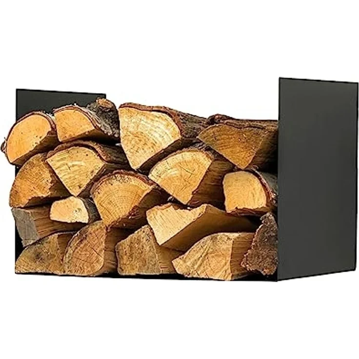 DanDiBo Kaminholzregal Innen Metall Schwarz Kaminholzständer mit Rückwand an der Wand Hängend 96432 Holzkorb Kaminholzhalter – Bild 7
