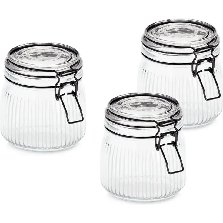 Zeller Present Vorratsglas mit Bügelverschluss, 3-tlg, Glas, Metall, (Set, 3-tlg), luftdicht, schützt vor Feuchtigkeit