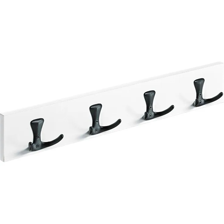 Hettich Holzgarderobe 4 Haken 50,0 x 8,0 x 4,6 cm weiß/schwarz