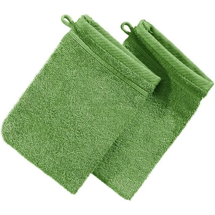 Erwin Müller Waschhandschuh Waschhandschuh "Heidelberg" 2er-Pack, Frottier (2-St), Walk-Frottier Uni, Apfelgrün – Bild 4