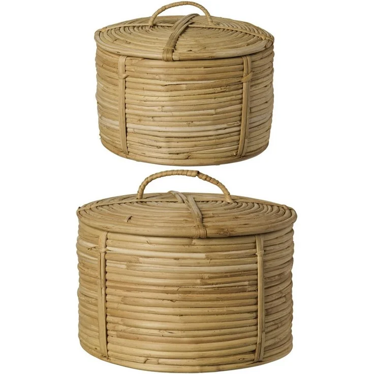 Ib Laursen - 2er Korb Set mit Deckel Dekokorb Körbe Dekokörbe Rattan 30043-00 – Bild 5
