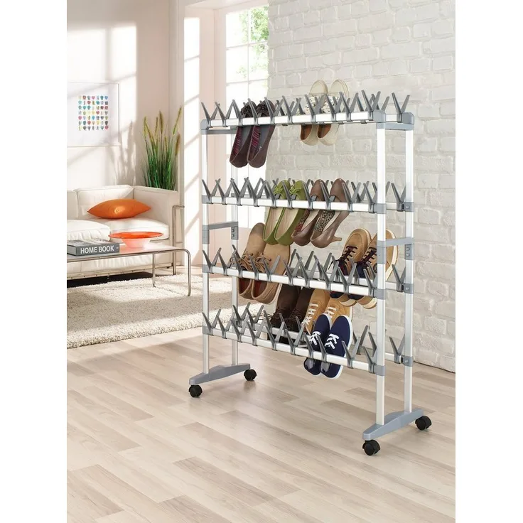 Ruco Schuhregal, Aluminium/Kunststoff, für bis zu 80 Paar Schuhe, fahrbar