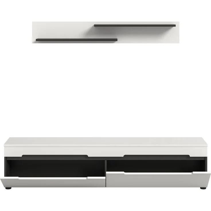 Lowboard inkl. Wandboard (B/H/T: 170x38x33 cm) in weiß Nachbildung – Bild 3