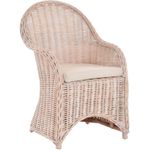 Krines Home Esszimmersessel Rattansessel Esszimmerstuhl mit Armlehne Korbsessel Esszimmersessel, Flechtsessel mit Polster