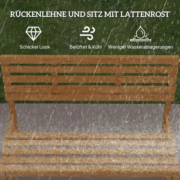 Outsunny Bank 2-Sitzer, UV-Beständig, mit Umwandelbare Rückenlehnen (wetterfest Sitzbank, 1-St, Gartenbank Holz), 240kg belastbar, für Balkon Terrasse, Garten, 110x61x89cm, Teak – Bild 7
