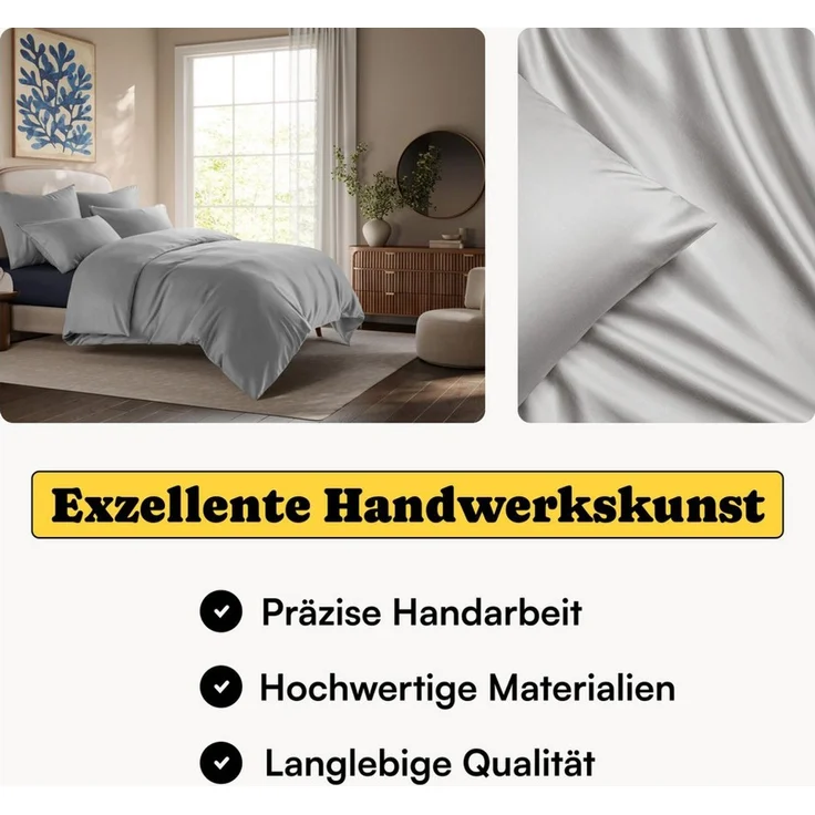 Seralino Bettwäsche Set in Gr. 135x200, 155x220, 200x200 cm, 100% Lyocell (Tencel), Besonders weich & atmungsaktiv – aus natürlichen Eukalyptusfasern