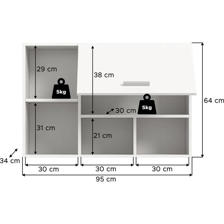 Hängeschrank (B/H/T: 95x64x34 cm) in weiß Nachbildung – Bild 4