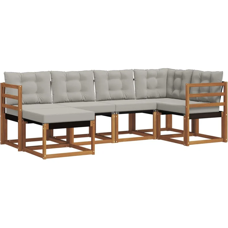 vidaXL Outdoor-Sofagarnitur 6 stk. 6-Sitzer Natur und Hellgrau 3368822 – Bild 2