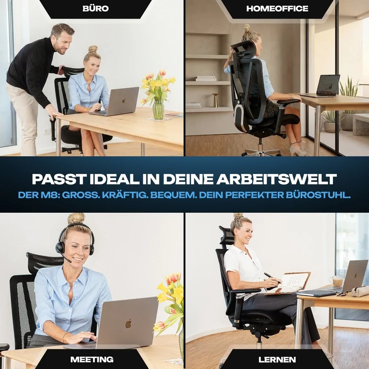 VALKENSTOL M8 - Premium Ergonomischer Bürostuhl Für Große Nutzer Bis 2,00 Meter – Bild 8