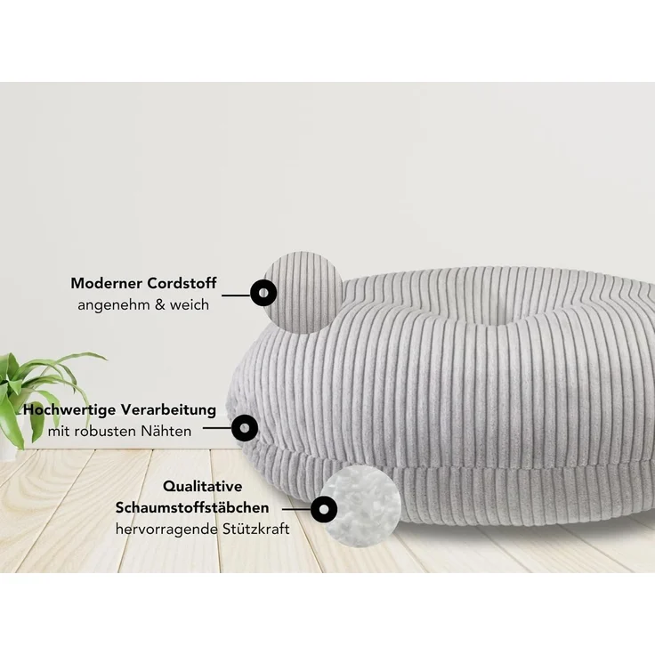 XDREAM Pouf rundes Bodensitzkissen, Meditationskissen, Sitzhocker, Fußhocker (1-St), vielseitig verwenbar, modernes Korddesign – Bild 3