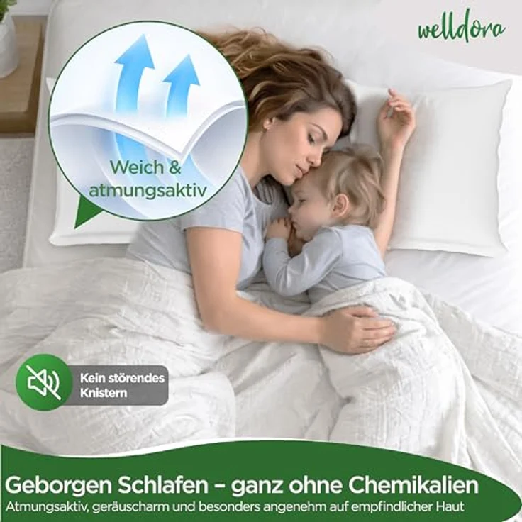 Welldora ǀ 2er-Set Milbenbezug Kissen 40x80 ǀ Fachärztlich getesteter Allergiker Kissenbezug mit Premium Encasing gegen Milben & Bettwanzen, waschbar bis 95 Grad – Bild 4