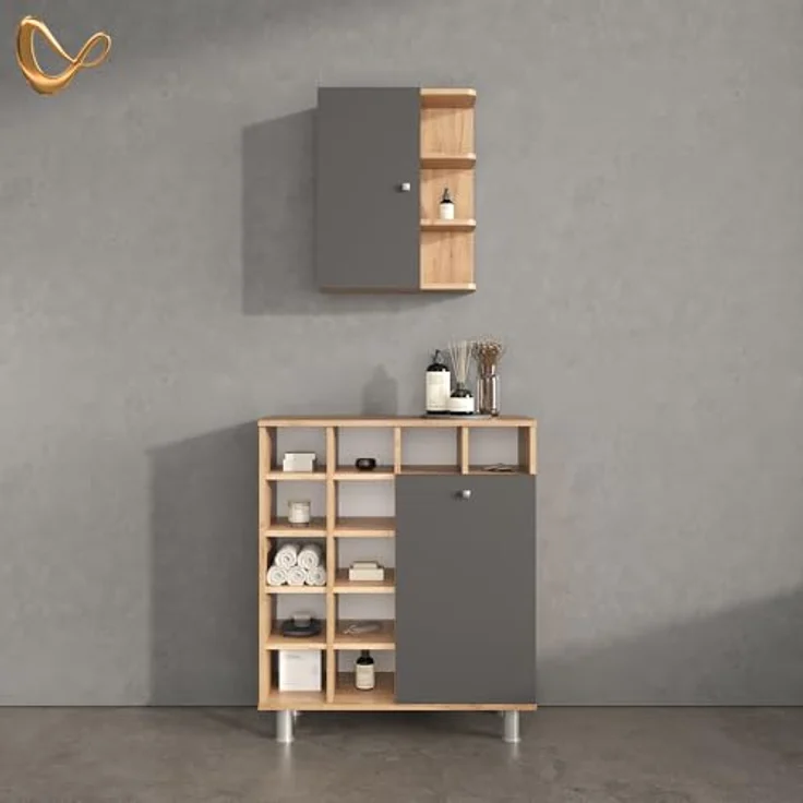 Livinity® Hängeschrank Fucino, Anthrazit/Braun, 47.2x59.2 cm – Bild 3