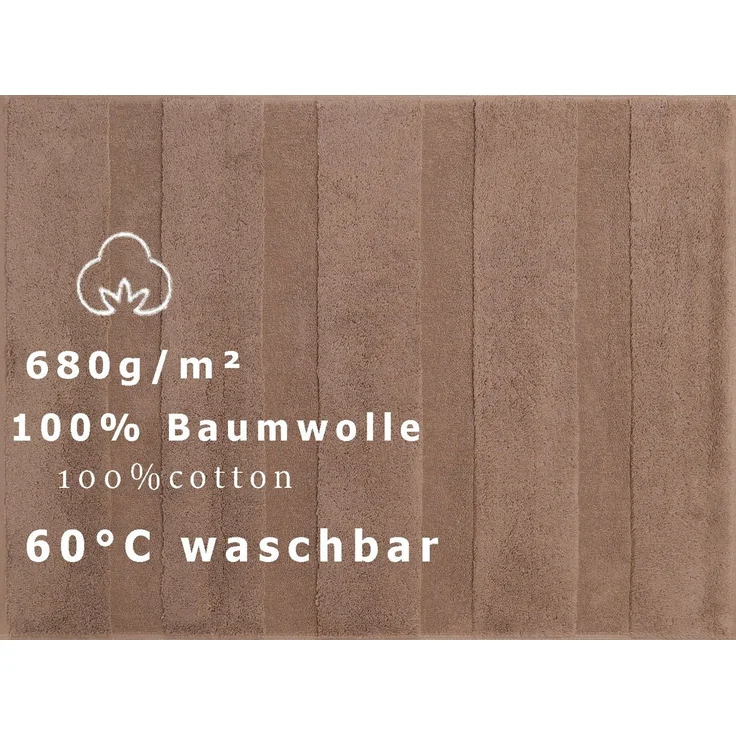 Betz Badematte Badvorleger Deluxe 50x70 cm Farbe Mokka, nicht beschichtet, beidseitig nutzbar, Baumwolle, besonders dick – Bild 3