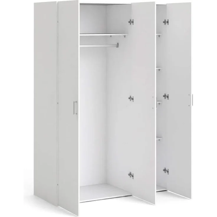 Tvilum Kleiderschrank mit drei Flügeltüren mit vier Innenböden und Kleiderstange, Farbe Weiß, Maße 115 x 175 x 49 cm – Bild 8