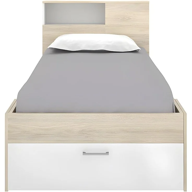 Vente-unique - LEANDRE Bett Holz, Platte BeigeWeiß - B 99,5 cm x H 95 cm x L 218,5 cm – Bild 4