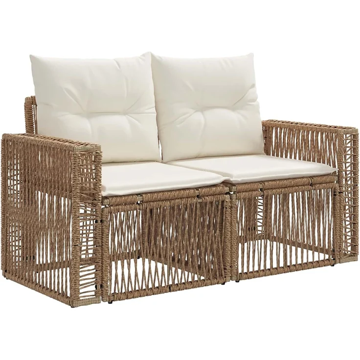 vidaXL Gartensofa-set 3 stk. 3-Sitzer Beige und Cremeweiß Poly-Rattan 3435042 – Bild 9