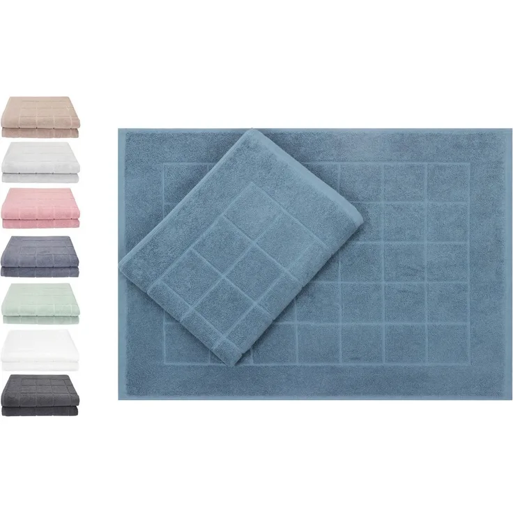 Betz Badematte 2 Stück Badvorleger Berlin Größe 50x70 cm, 100% Baumwolle, beidseitig nutzbar, Baumwolle, Badematte Badteppich Duschvorlage