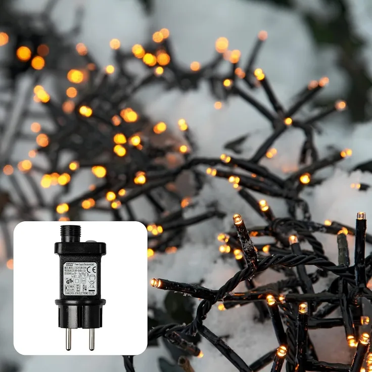 hellum LED Lichterkette außen Cluster, 23,98m 1200 LED Cluster Lichterkette warmweiß mit Timer, Strombetrieben indoor & outdoor, Weihnachtsbaumbeleuchtung mit Kabel