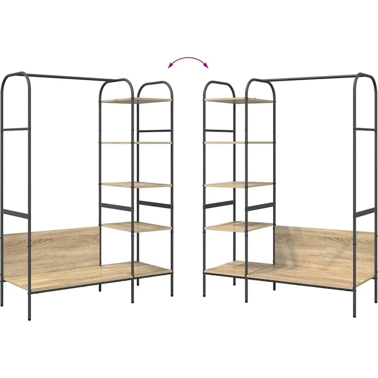 vidaXL Kleiderständer Braun Eichen-Optik 120 x 44 x 160 cm 868446 – Bild 11