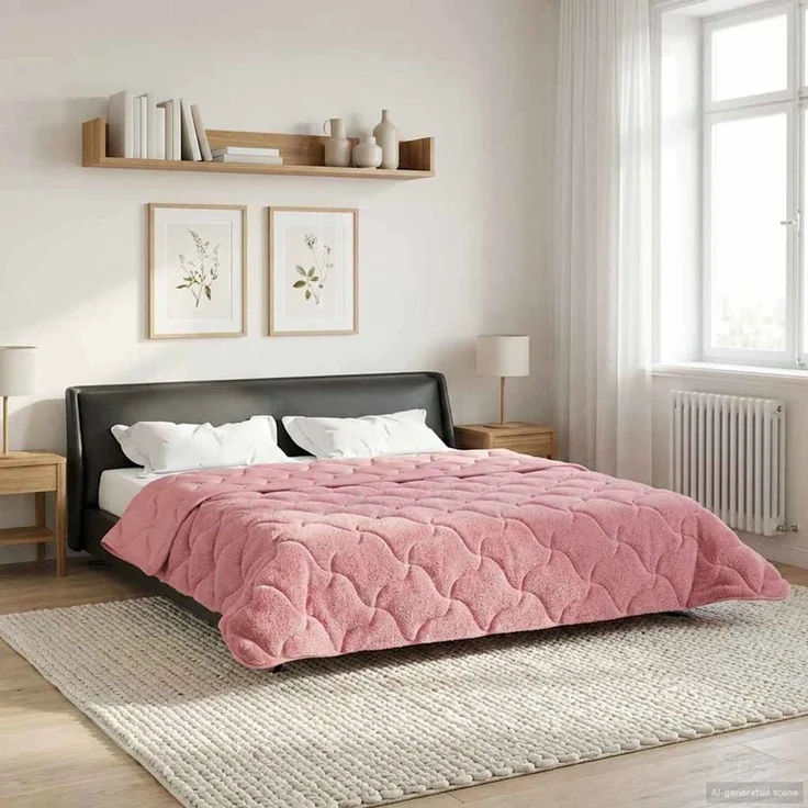 vidaXL Winterbettdecke Rosa 220 x 260 cm Mikrofaser und Teddy-Fleece 42026347 – Bild 1