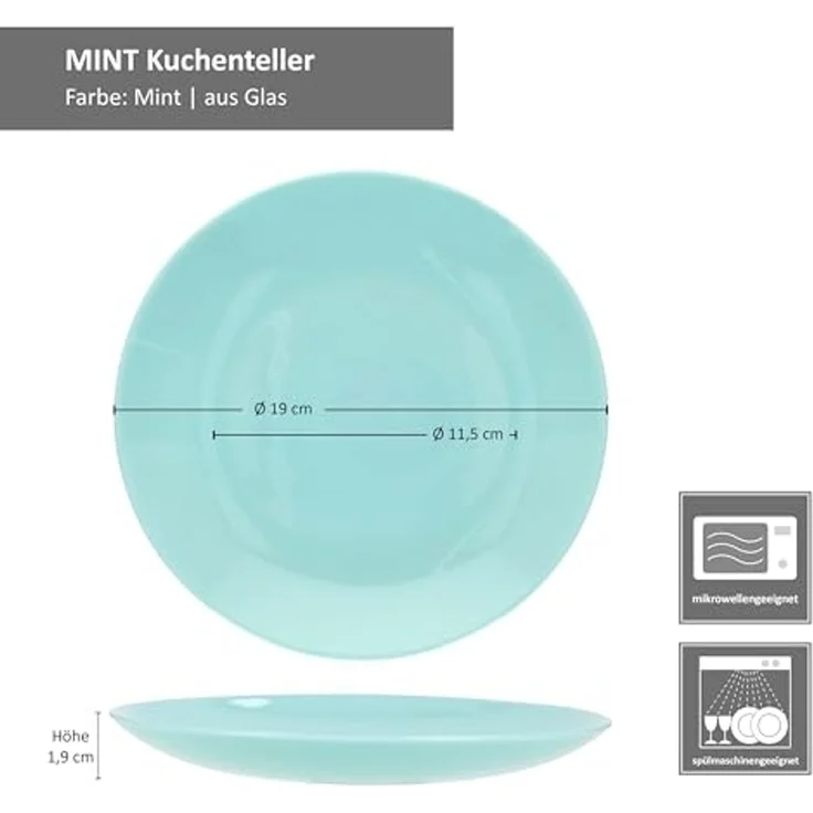 MamboCat Frühstücksteller MamboCat 6x Mint Kuchenteller Ø 19 cm Glas flache Teller Dessert – Bild 6