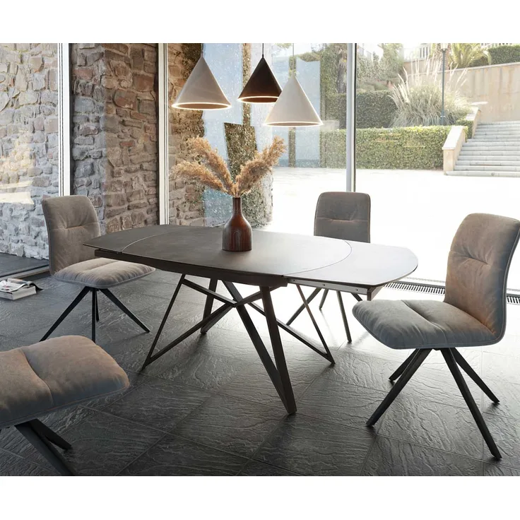 Esstisch Carlow 130/200x95 cm Keramik Grau Metall ausziehbar