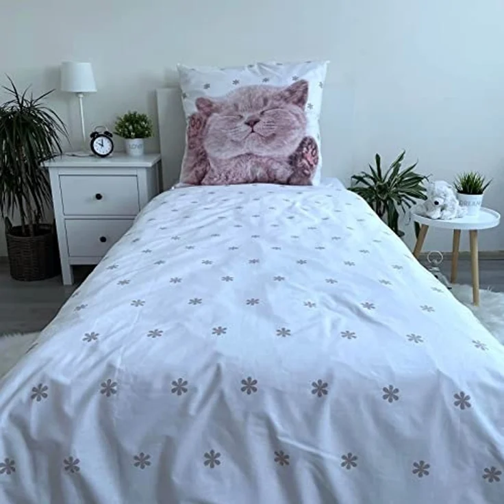 Carbotex Bettwäsche Katze - Bettwäsche-Set mit Katzenbaby-Motiv, 135x200 & 80x80 cm, Baumwolle, 100% Baumwolle – Bild 5