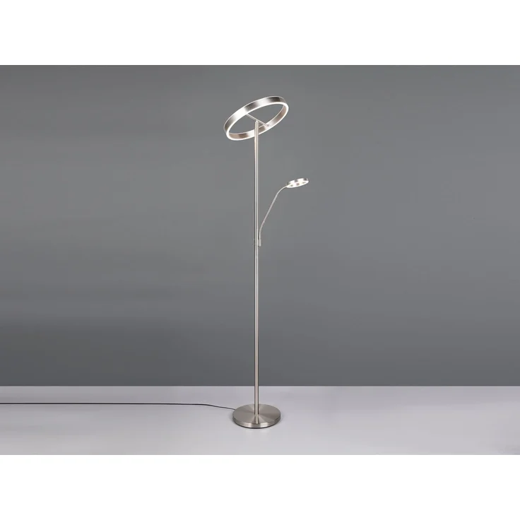 LED Stehlampe WILLIS Silber mit Leselampe, dimmbar & 3 Lichtfarben, 180cm groß – Bild 5