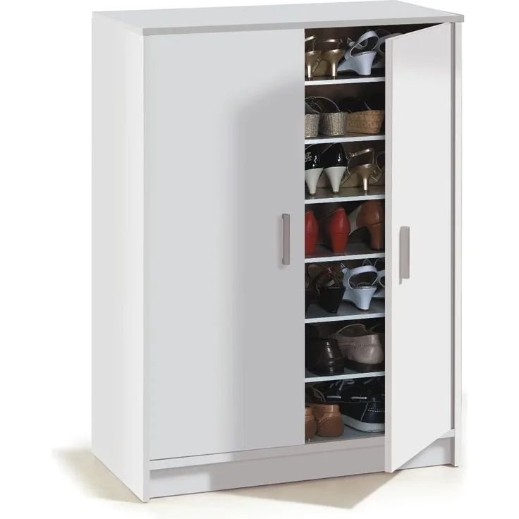 Calicosy 'BASIC' Schuhschrank mit 2 Türen und 6 Aufbewahrungsfächern L101 cm - Weiß