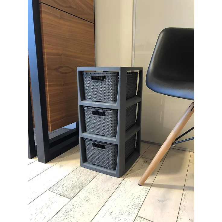 BranQ Regal 1725, Rattanregal mit 3 Körben 3x7L – Bild 4