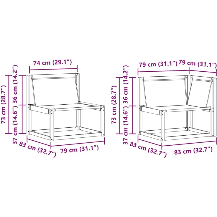 vidaXL Outdoor-Sofagarnitur mit Kissen 7 pcs Natur und Creme 3381654 – Bild 8