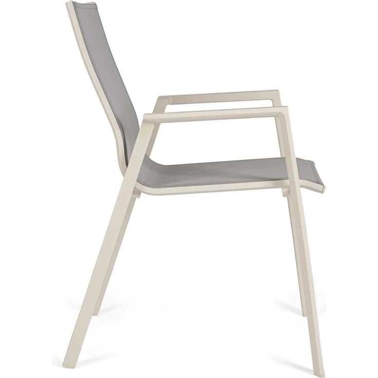 Gartenstuhl Norik aus Aluminium und Textilene, modern, stapelbar mit Armlehne, beige Pelikan – Bild 2