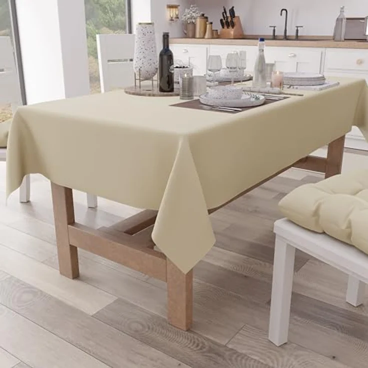 Petti Artigiani Italiani - Tischdecke, Küchentischdecke aus Baumwolle, einfarbig, Sand X15 Plätze (140 x 300 cm) – Bild 1
