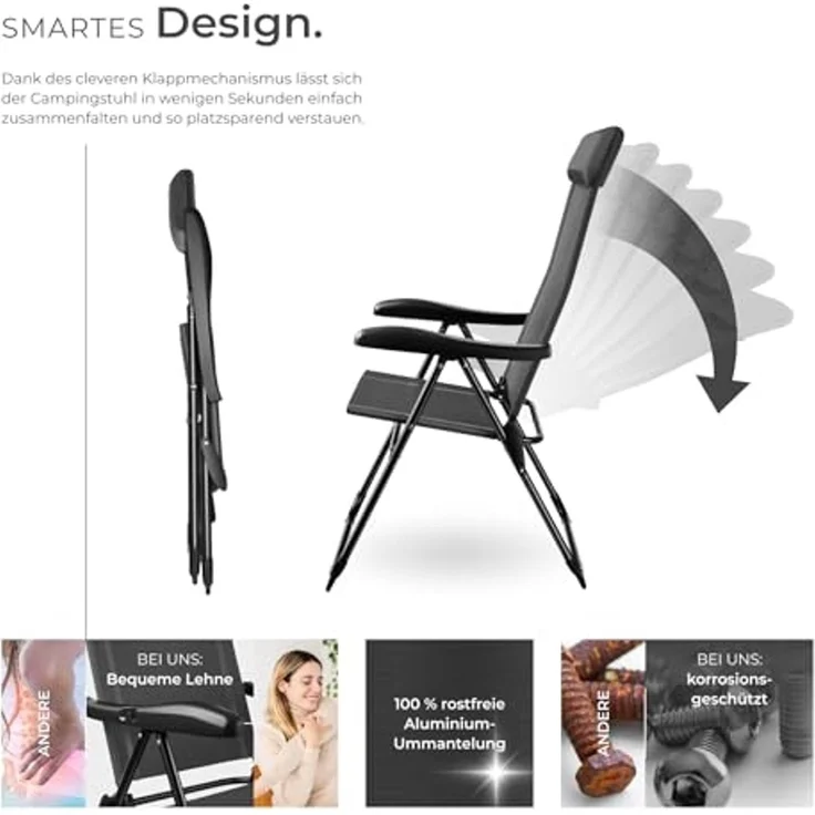 tectake Campingstuhl Müritz (2er Set, 2 St), klappbar – Bild 5