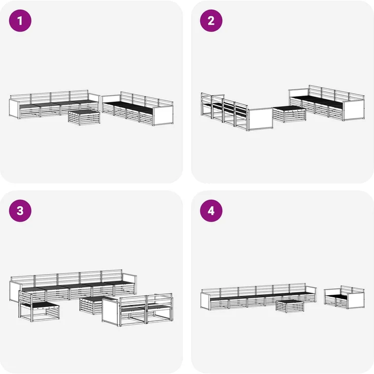 vidaXL Outdoor-Sofagarnitur 9 stk. 8-Sitzer Natur Massivholz Akazie 3383177 – Bild 7