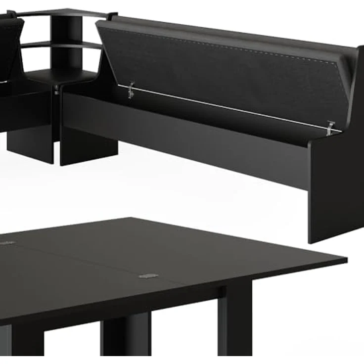 Vicco Eckbankgruppe 'Roman', Schwarz, Holzwerkstoff, 210x80x210 cm, inklusive Tisch für Esszimmer und gesellige Runden – Bild 6