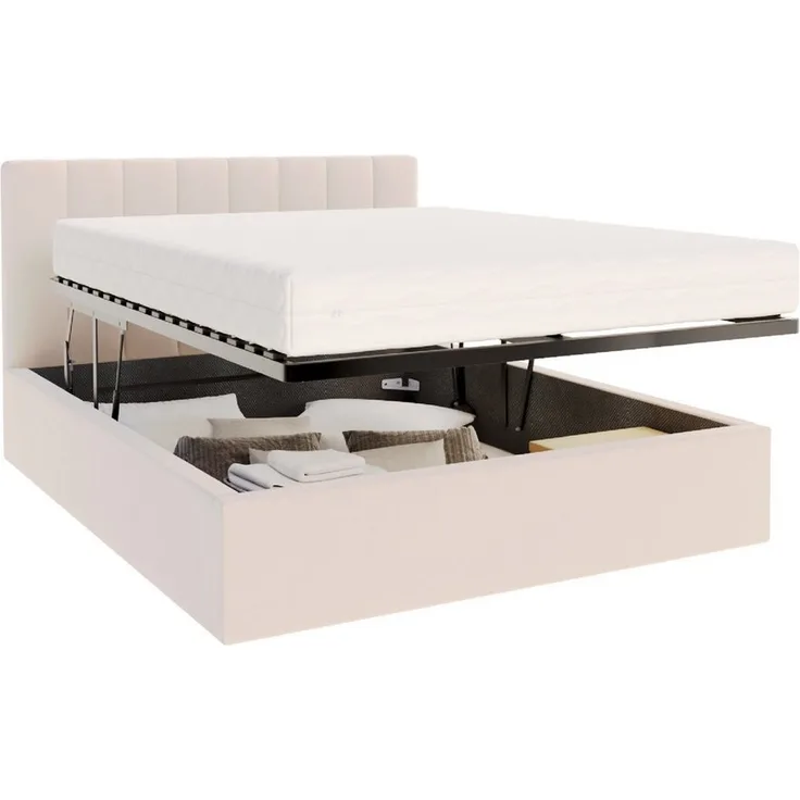 FDM Polsterbett OSKAR modern mit Bettkasten MADE IN EU - mit Trinity Velours Bezug (verfügbar 90x200 120x200 140x200 160x200 180x200cm, Bettrahmen, Bett, mit großen gepolsterten Kopfteil, mit Bettkasten zum aufklappen), Hebbarer Metallrahmen, Bettkaste...