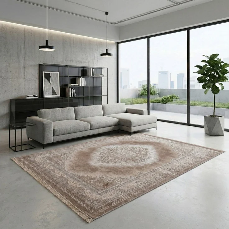 Vimoda Orientteppich Salsa, moderner orientalischer Klassiker Look mit Fransen, Rechteckig, Höhe: 13 mm, Teppich kurzflor modern, dicht, weich, Wohnzimmer, Schlafzimmer – Bild 2