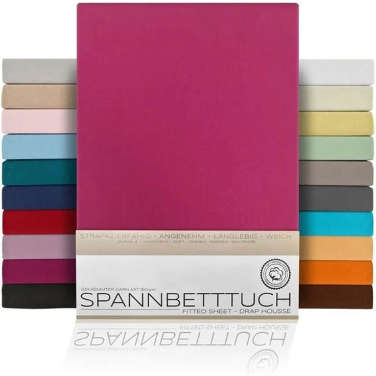 Beautex Spannbettlaken, Gummizug: rundum, (1 Stück), gekämmte Baumwolle Premium Jersey, 160g/m², Bordeaux, Boxspring - 100x200x45 cm – Bild 4