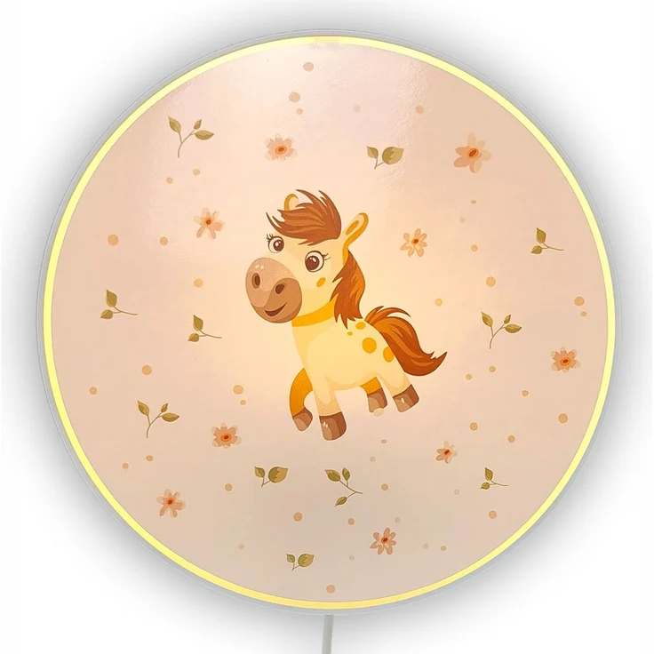 Kinderzimmer Wandlampe Pony Ø 25cm mit Schalter, Kabel, Stecker & E14 LED – Bild 2