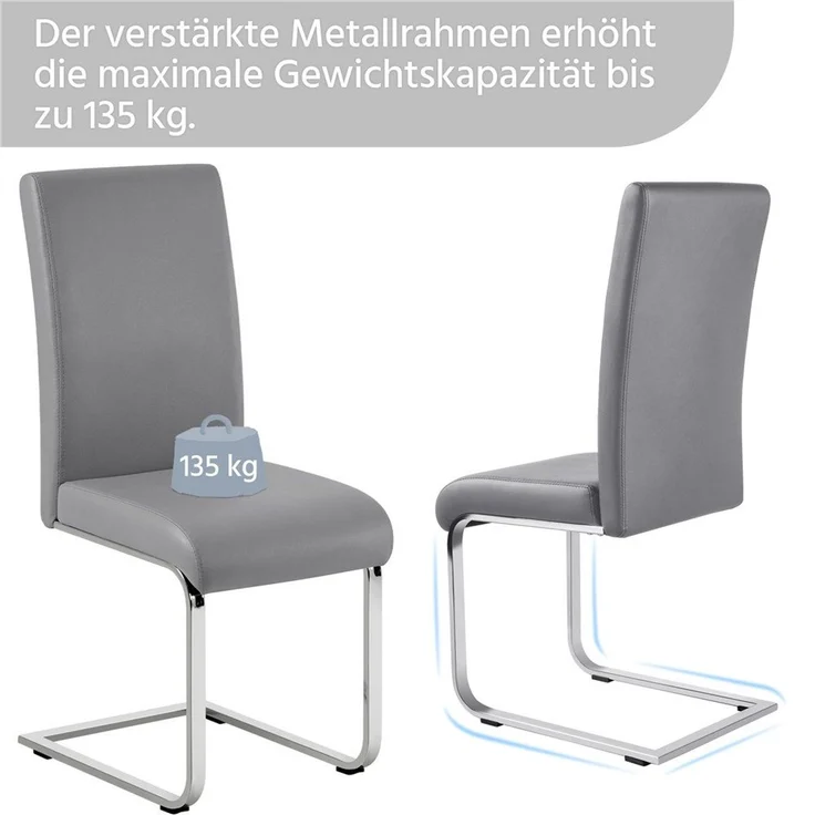 Yaheetech 2er-Set Freischwinger, Kunstleder, Hellgrau, 41,5 x 55 x 103 cm – Bild 9
