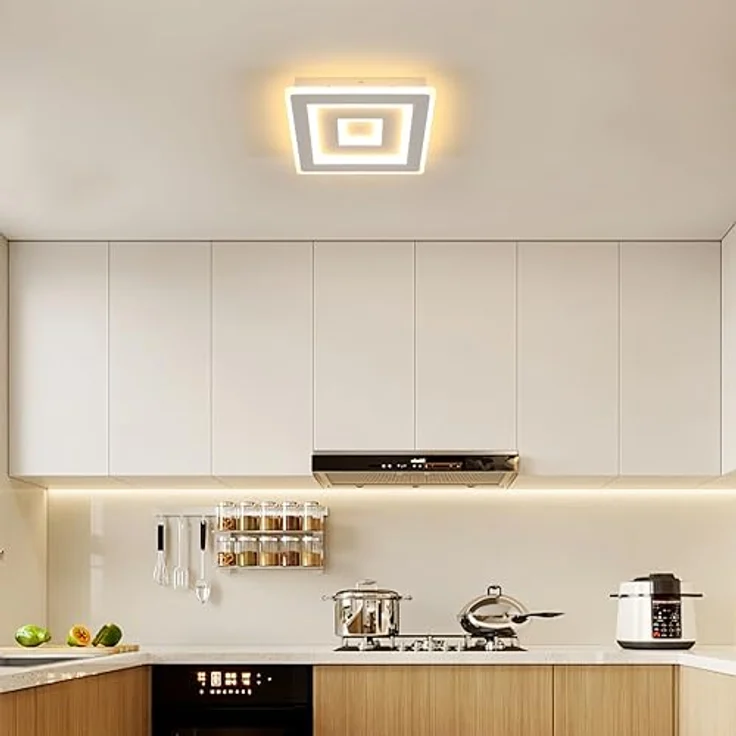 Comely LED Deckenleuchte Quadrat, 28cm 36W Moderne Deckenlampe Quadratisch Weiß LED Deckenbeleuchtung für Schlafzimmer, Wohnzimmer, Flur, Warmes Licht 3000K – Bild 8