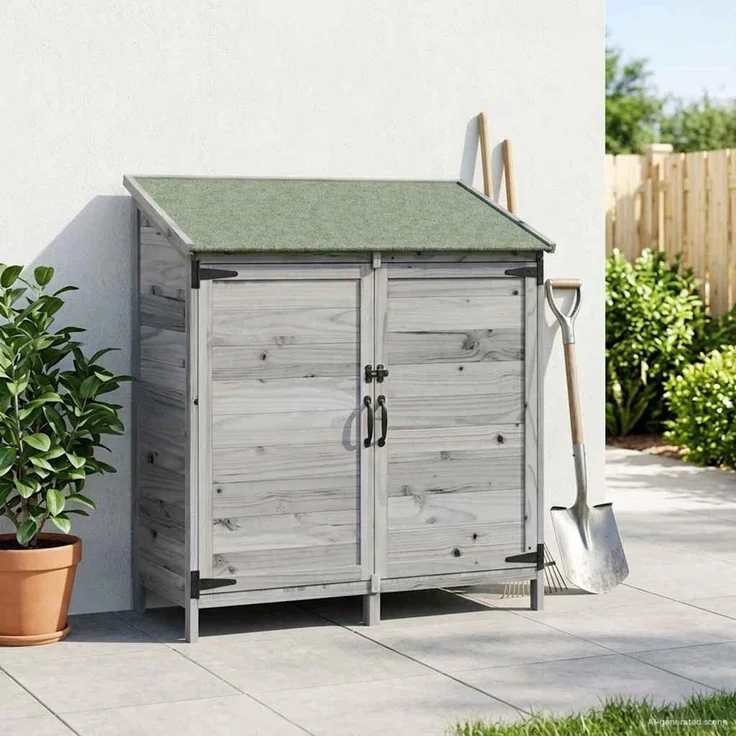 vidaXL Gartenschuppen Grau 106,5 x 56 x 113,5 cm Massivholz aus Fichte 42033442 – Bild 1