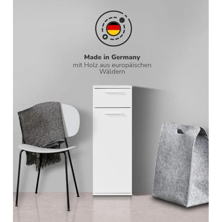 mokebo Midischrank Der Matrose (mit Einlegeboden & Schublade) schmaler Badschrank mit Schublade, Badezimmerschrank in Weiß – Bild 5