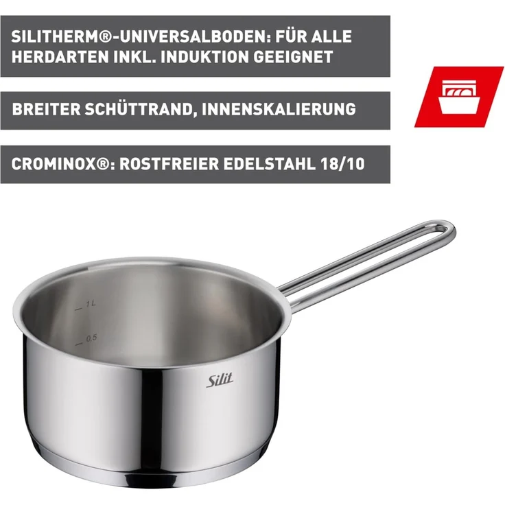 Silit Kasserolle Extra Cook, Edelstahl 18/10 (1-tlg), SiliTherm Universalboden, induktionsgeeignet, spülmaschinengeeignet – Bild 2