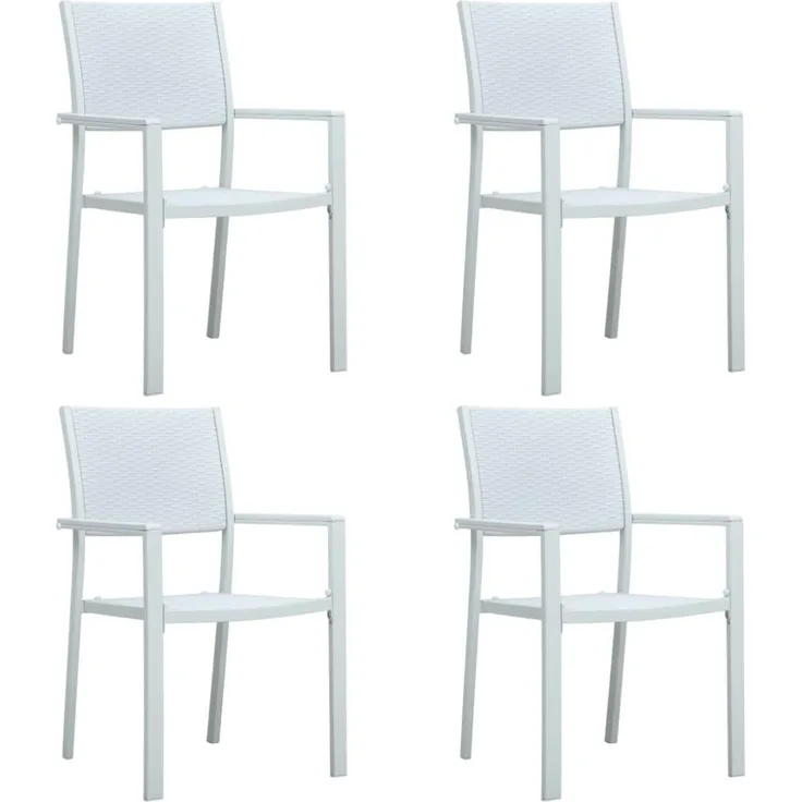 vidaXL Gartenstühle 4 Stk. Weiß Kunststoff Rattan-Optik 47888